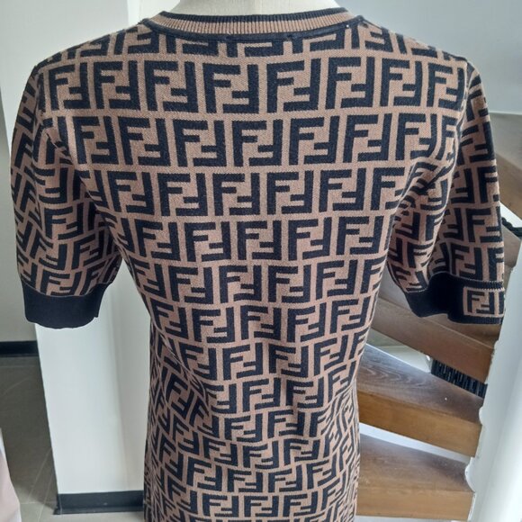 Fendi Brown FF Midi Dress - Picture 8 of 10